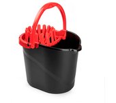 CABLEPELADO Cubo Fregona Escurrefacil, Cubo para Fregar, 31,5 cm Altura x 29 cm Fondo, Escurridor, Capacidad 14 litros, Plástico PP5, Fabricado en España, Negro y Rojo