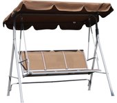 Outsunny Columpio Balancín Jardín de 3 Plazas con Toldo Ajustable Respaldo Transpirable y Marco de Metal para Terraza Balcón Exterior Carga 240 kg 171x108x154 cm