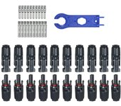 10 pares/20 pares macho/hembra conector de cable de panel solar 10 pares