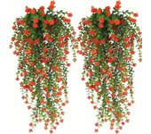3pcs, Artificial Hanging Plants Fake Hanging Plant Faux Eucalyptus Leaf Greenery Vine Outdoor UV Resistant Plastic Plants