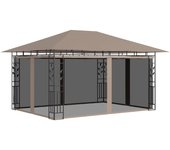 Cenador con mosquitera gris taupe 4x3x2,73 m 180 g/m²