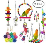 12Pcs Bird Cage Toys for Parrots Wood Birds Swing Reliable Chewable Bite Bridge Wooden Beads Shape Parrot Toy Colorful Funny Toy