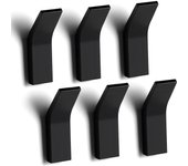 Ganchos Adhesivos de Pared, 6 Piezas Gancho Para Toallas de Puerta, Extrafuerte Pegamento Colgador Toallas sin Taladro, Perchas Adhesivas Para Baño, Dormitorio, Cocina, Aluminio(Negro)