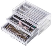 Joyero, organizador de joyas de 3 niveles, organizador de joyas para mujeres y niñas para anillos, pendientes, collares y regalos