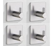 Gancho adhesivo de pared resistente, resistente al agua, de acero inoxidable, para colgar abrigos, sombreros, toallas y albornoces. Perchero de pared para baño y dormitorio (4 unidades).