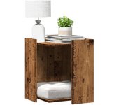 vidaXL Mueble arenero para gatos madera ingeniería 42x42x51 cm en color Negro/Roble Sonoma/Roble ahumado y más | almacenamiento funcional diseño moderno para baño dormitorio sala