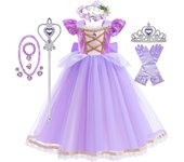 Rapunzal Girl Princess Dress Cosplay Tangled Halloween Birthday Party Vestido Kids Birthday Costume