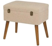 Dcasa Puff arcón maleta tapizado con tela de borreguito beige de 50x35x46 cm