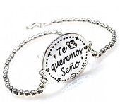 Pulsera De Bolas En Plata De Ley 3 Mm. te Queremos Seño