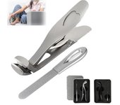Cortaúñas para personas mayores, Nagelknipser, Cumulus Pro, Dotmalls Nail, Dotmalls Hilipert, cortaúñas ergonómico con cabeza en ángulo para personas mayores (plata + negro)
