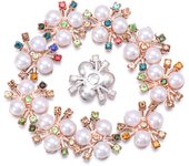 10PCS Apparel Sewing Hat Accessories Flower-shaped Headwear Clip Rhinestone Buttons Pearl Button Pearl Hairpins