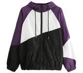 Fashion Hooded Windbreaker Jacket Women Elegant Color Block Patchwork Zipper Bomber Jacket Autumn Casual Coat Outerwear Raincoat