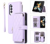 High Capacity Card Holder Wallet Case for Samsung Galaxy Z Fold 6 5 4 3 Fold5 Fold6 Crossbody Lanyard Zipper Buckle Magnet Cover