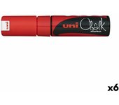 Rotuladores de tiza líquida Uni-Ball PWE-8K Rojo (6 Piezas) (6 Unidades)