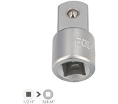 Adaptador reductor  1/2 hembra a 3/4 macho acero cromo vanadio, aristas redondas, reductor carraca,