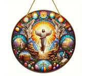 Round Acrylic Sign, Retro Chic Jesus Sign, Savior Sign, Garland Attachment, Jesus Believers Gift Home Room Wall Decoration