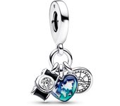 Pandora Charm Colgante Triple en plata de ley Cámara, Corazón & Brújula 792703C01 , para Mujer