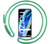 Funda Colgante Transparente para Realme Narzo 50A Prime con Cordon Verde Agua