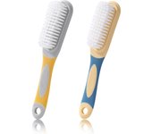 Cepillo para zapatos, 2 piezas, cepillo de limpieza para fregar zapatos con mango, cepillos de limpieza para zapatos de cerdas suaves, cepillo para ropa, herramienta de limpieza, cepillo multifuncional