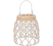 WANDERLUST DECO Farol de algodón trenzado y fbira natural blanco d13x20h cm