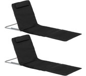 Outsunny Conjunto de 2 Esterillas de Playa con Respaldo Reclinable en 5 Niveles Bolsa de Transporte y Reposacabezas 48x134x36-45 cm