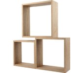 DEKORA SOUL Juego de 3 Cubos Estantes de Pared en Madera - Diseño Moderno y Resistente - Ideal para Libros y Decoración