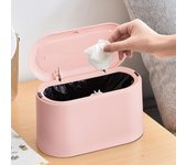 Mini Bote de basura with Tapa, Bote de basura Pequeño extraible, basket de basura Emergent para encimera (Pink)
