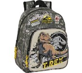 SAFTA - MOCHILA INFANTIL ADAPT.CARRO JURASSIC WORLD "WARNING" - Mochila con Asas Ajustables y Espalda Ergonomica - Mochila con Compartimientos con Cremallera - Mochila Diseño Único y Licencia Oficial By JURASSIC WORLD "WARNING"