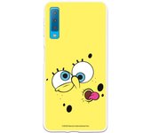 Funda original compatible con Samsung Galaxy A7 2018 - Bob Esponja Cara Fondo Amarillo