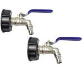 Conector de grifo de latón cromado para tanque IIBC 3/4 "doble grifo, rosca gruesa PP 60 mm0L, 2 piezas