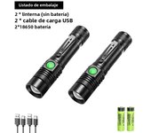 Powerful LED Flashlight Aluminum Alloy Portable Torch USB ReChargeable Outdoor Tactical Zoom Camping Waterproof Flash Light