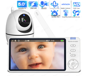 5 Inch Video Baby Monitor 720P With Pan Tilt Zoom Surveillance Baby Camera Two Way Intercom Auto Night Vision Babe Nanny Monitor