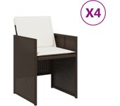 vidaXL Sillas de jardín con cojines 4 unidades ratán sintético marrón
