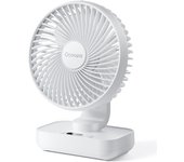 Mini ventilador oscilante automático recargable de 5'', 3600 mAh, 4 velocidades, pantalla LED, pequeño ventilador de escritorio USB portátil para el hogar y el dormitorio.