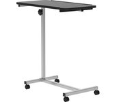 HOMCOM Mesa Auxiliar con Ruedas Mesa para Sofá con Altura Ajustable y Marco de Metal Carga 20 kg para Dormitorio Salón Oficina 77x40x76-100 cm Negro y Plata