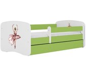Cama 140 x 70 cm Kocot Kids com gaveta e colchão BabyDreams Dancer Green