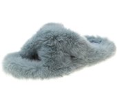 Fashion One Word Thick Fur Slippers Double Fur Slippers Casual Home Cotton Shoes for Women Flat Plush Cross Straps Slippers2025