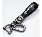 Leather Keychain Hook Key Pendant With Car Brand Logo Spring Buckle & Ring Compatible