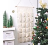Christmas Ornaments, Christmas Advent Calendar, Canvas Bronzing Number Wall Calendar, 24 Pockets