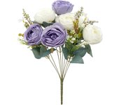 Poenia Arte Floral Ramo de Flores Rosa Artificial 48cm - Decoración Floral