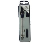 Bismark compas escolar con doble articulacion y adaptador universal - presentado en estuche de plastico - color negro/acero