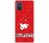 Funda original compatible con Samsung Galaxy A71 - Hello Kitty Patron Lazos Rojos