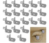 20 soportes para estantes de gabinete, clavijas de metal de 5 mm, soportes para gabinetes, librerías, alacenas, estanterías y unidades de estantería.