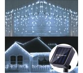 Solar Curtain Icicle Light 3.5M Eaves Decor Outdoor Fairy String Lights Wedding Party Christmas Stair Decor Garden Garlands