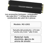 TEUCER M2-LD02 M.2 Cooling Heatsink SSD Heat Dissipation Kit NVME For 2280  Hard Disk Desktop Computer
