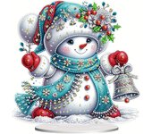 Kit de pintura de diamantes de mesa "Muñeco de nieve", kit de arte de diamantes de pie para adultos, muñeco de nieve navideño 5D, caja de adorno para colocar en el escritorio - 03 - Muñeco de nieve