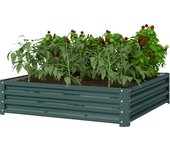 Outsunny Jardinera Exterior Grande Rectangular de Acero Galvanizado Huerto Urbano para Cultivar Plantas Flores Hierba Macetero Grande Exterior con Base Abierta 120x120x30 cm Verde