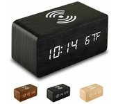 Reloj despertador digital with Cargador inalámbrico Pantalla de temp del Reloj despertador de escritorio LED, Negro - Negro