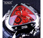Jaragar Sport Fashion Design Geometric Triangle Case Brown Leather Strap 3 Dial Men Watch Top Brand Luxury Automatic Watch Clock