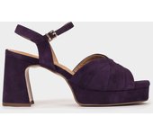 Pedro Miralles Sandalias de tacón de ante de color morado modelo SALAMANCA en tonos Morados. Hecho a mano en España.